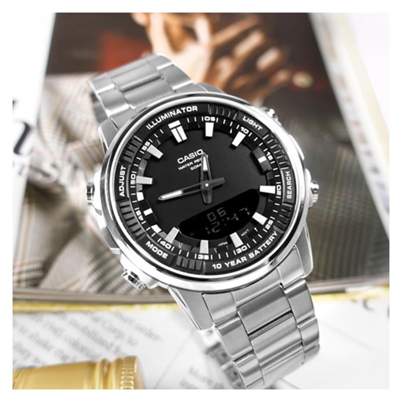 Casio DRESS Classic Simple Exquisite Fashion Quartz Movement Stainless Steel Strap Japanese and Korean Watch Men's Watch Black Dial AMW-880D-1AV