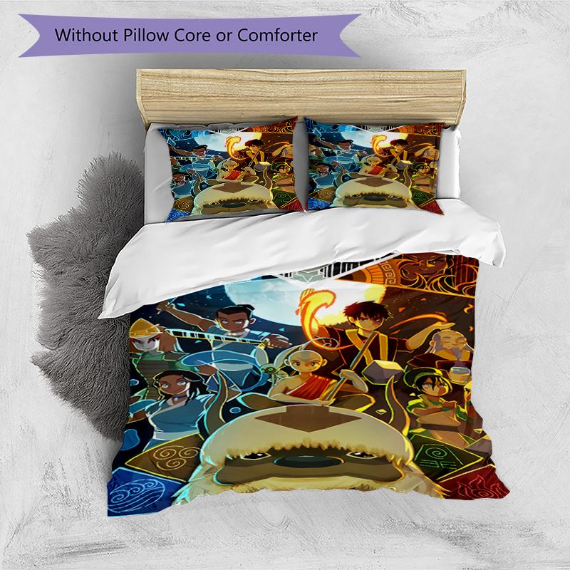 Set di biancheria da letto con motivo Avatar The Last Airbender da 3 pezzi, set copripiumino include copripiumino e federe, perfetta decorazione per la camera da letto per tutte le stagioni e regalo