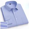 6XL Work Blue White Shirt Long Sleeves Men Formal Shirt Long Sleeve Office Solid Color Classic Striped Fashion Business Pocket