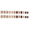 Nail Art Patch Removable Nails Simple Leopard Print Fine Flash Fake Nails Solid Color Wearing Nail Short Diamond 24 Pieces