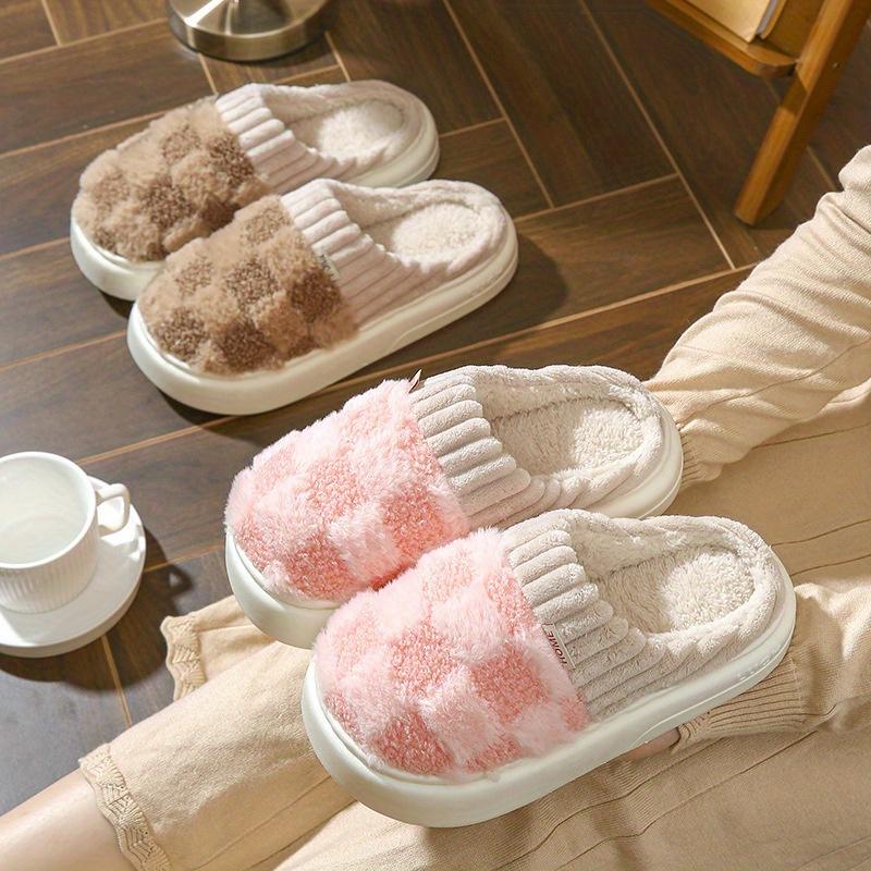 Cotton Slipper Women'S Non-Slip Plus Cashmere Warm Month Slipper Indoor Home Men Cute Fluffy Cotton Mop