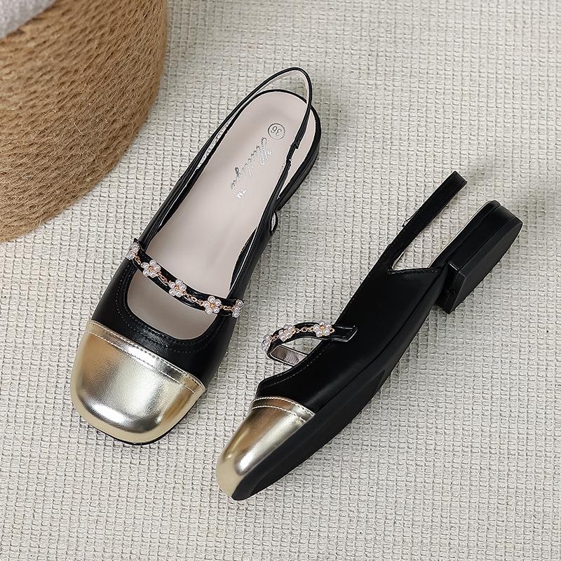 Huiliya Baotou Mary Jane Cool Slippers Women's 2025 New Sequined Buling Temperament Sandals with Skirt Half Slippers