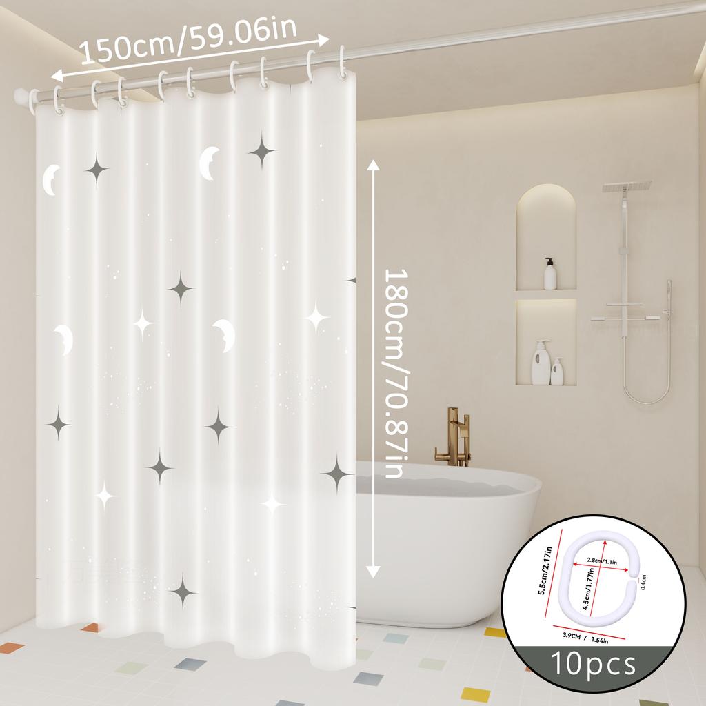 Dreamy Star and Moon Galaxy Shower Curtain, Bathroom Partition Curtain, Starlight That Twinkles Like Broken Diamond