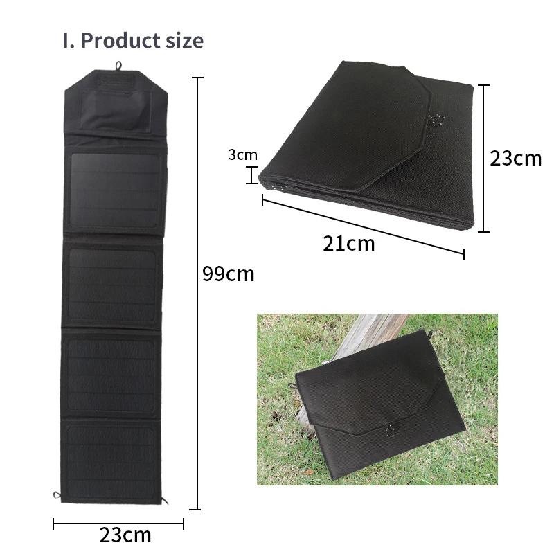 24W 18V Solar Folding Bag Portable Charging Board Outdoor Mobile Power Supply Solar Photovoltaic Panel USB Waterproof Dustproof