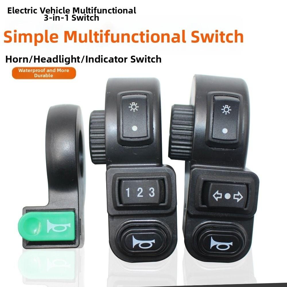 3 In1 Motorcycle Switch Universal Electric Vehicle Handlebar Switch For 22mm Handlebars