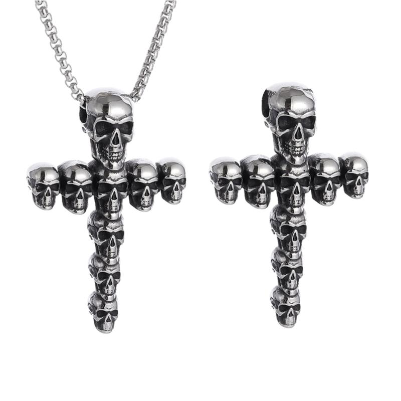 Unisex Gothic Skull Crosses Pendant Necklace Versatile Design Retro Skull and Crosses Necklace For Layer Jewelry Styling
