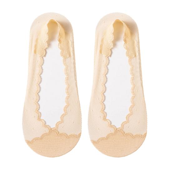 1 Pair Women Lace Socks Breathable Sweat-Absorbent Anti-Slip Shallow Mouthed Mesh Invisible Boat Socks