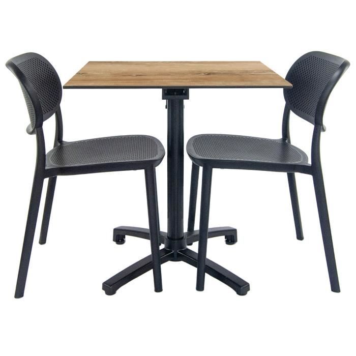 Table de jardin - MARQUE - Modèle - Pliable - Aluminium - Vintage marron 70x70cm