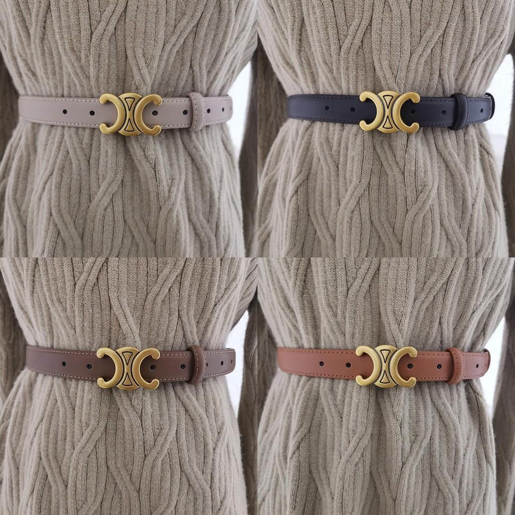 Cowhide French Retro Leather Belt Metal Buckle Jeans Fashionable Belt Waist