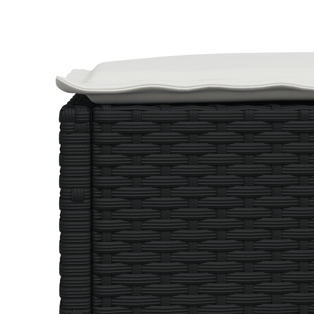 Vidaxl Sgabello da Giardino con Cuscino, Nero, 63,5X56X32 Cm, Rattan PE