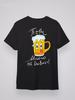T-shirt met opdruk op de rug Er is nooit te veel bier