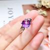 New In Silver 925 Inlay Diamond Heart Shaped Amethyst Rings for Women Charm Sparkling Purple Ring Wedding Jewelry Gifts