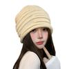 Folded knitted hat women's autumn and winter big head circumference bag head cold hat showing face small couple versatile cold protection ear protecti