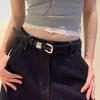 Pu Leather Thin Waist Belt For Women With Alloy Buckle For Denim And Dresses
