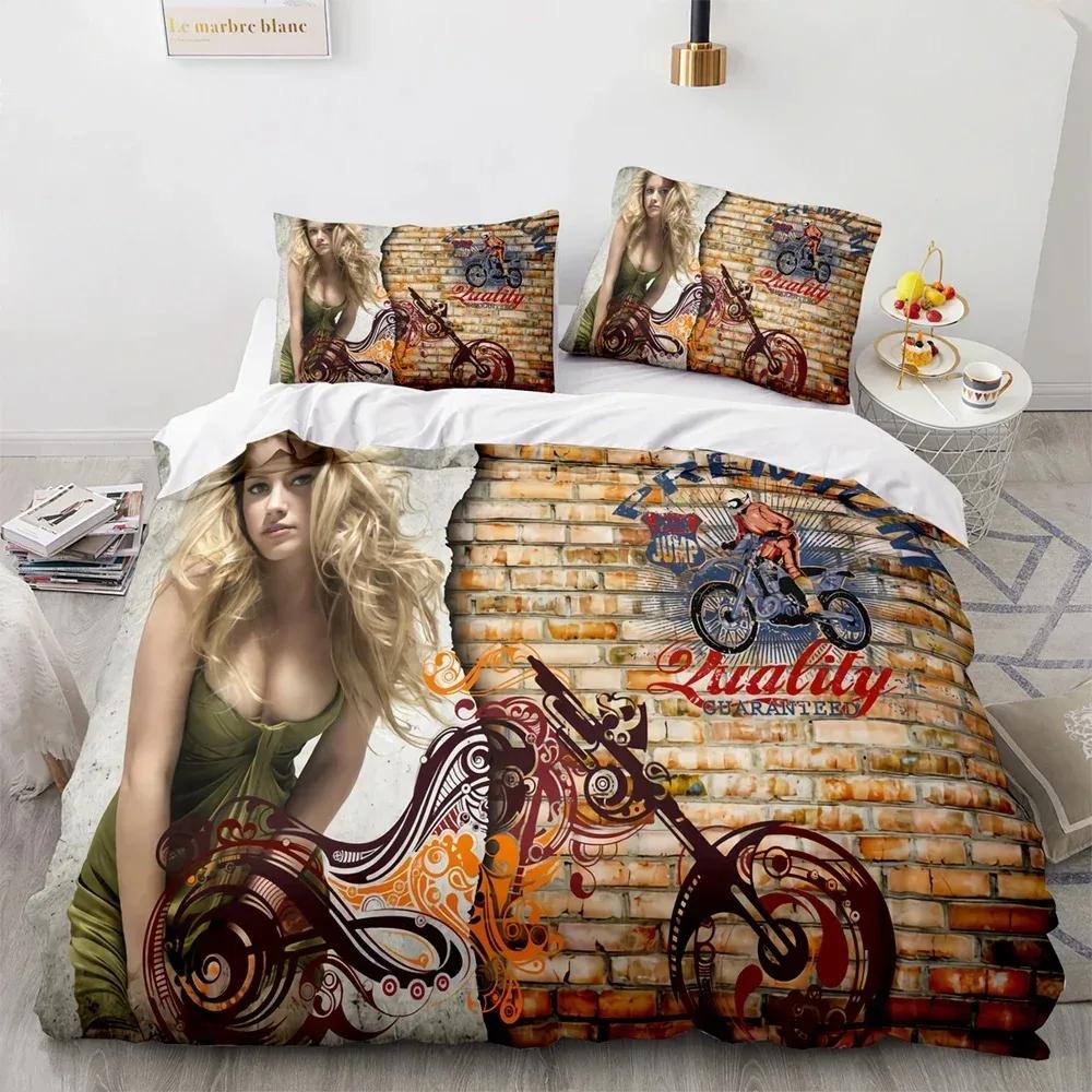 Neues klassisches Motorrad Bettwäsche Set Einzelbett Twin Full Queen King Size Ritter Bettset Erwachsener Kind Schlafzimmer Bettdeckenbezug Sets 3D Druck