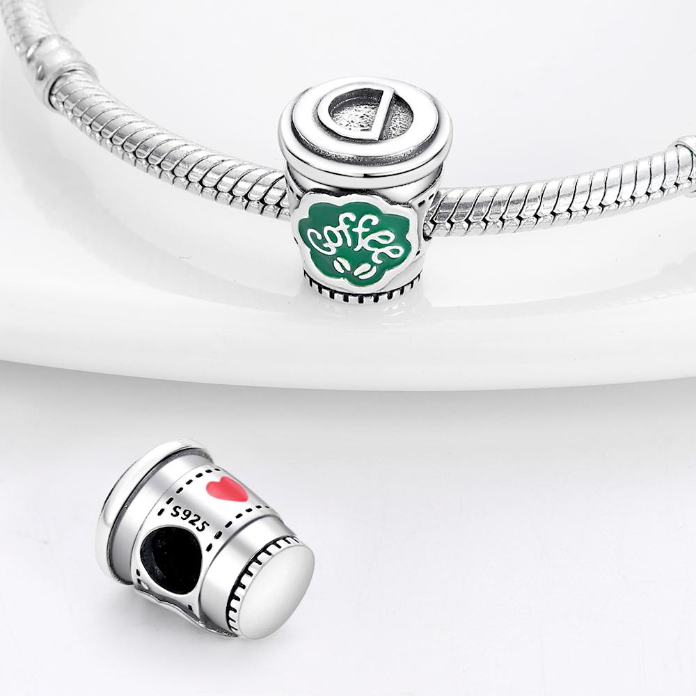 Charm Bead Charms Authentic copper Plated Afternoon Tea Coffee Cup Bead Charms Compatible With Bracelets Diy Fine Gift Women Delicate Jewellery