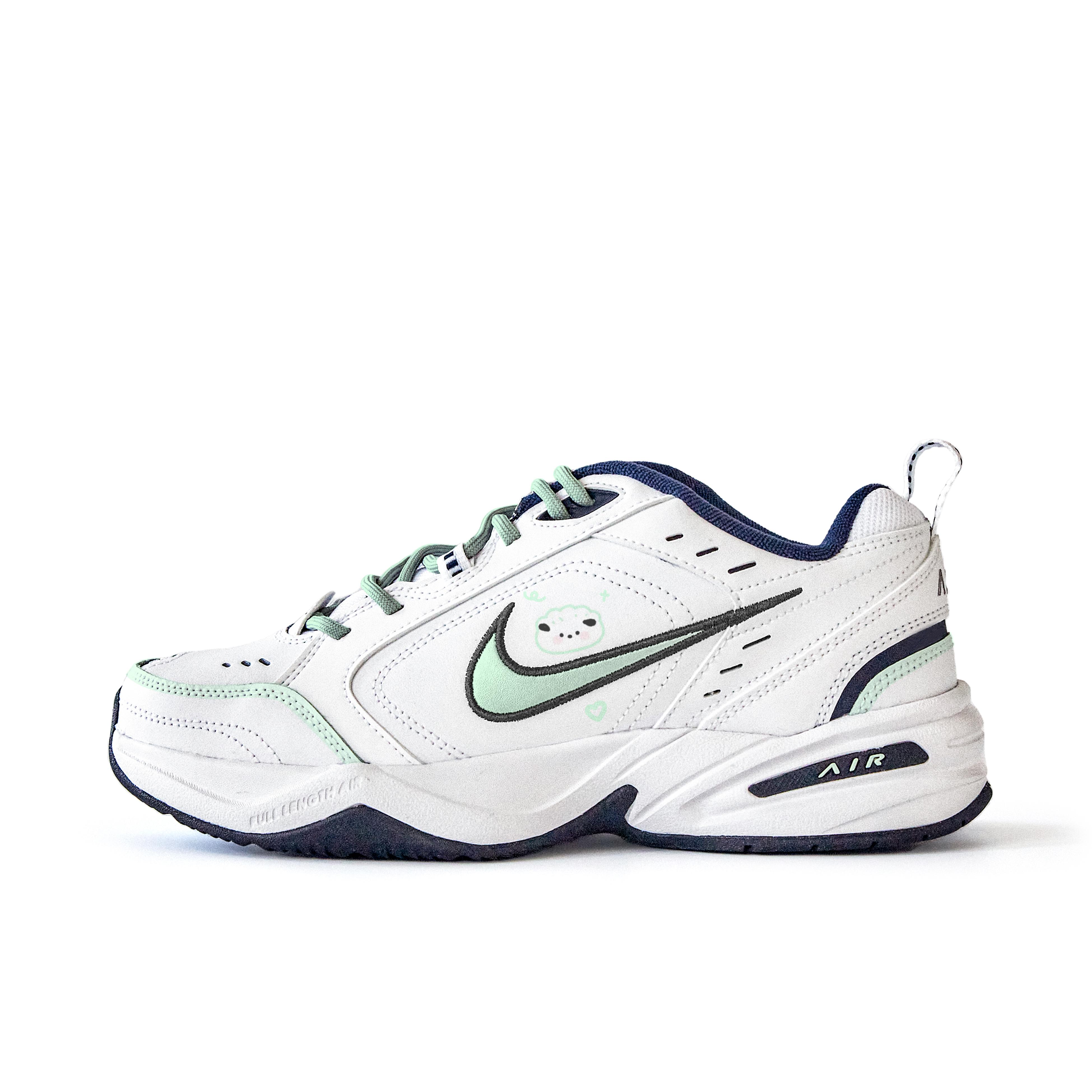 

Nike Air Monarch 4 Slip Resistant Abrasion Resistant Low top Chunky Sneakers Unisex White 415445-102(Team354-) 44.5