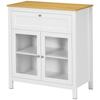 Modern Kitchen Sideboard Auxiliary Buffet Cabinet with Drawer Adjustable Shelf and 2 Glass Doors 80x40x90 cm White