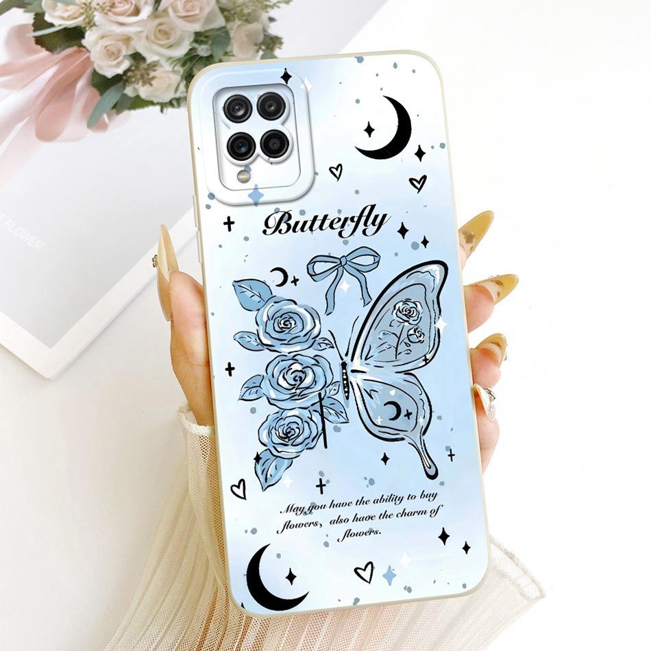 For Samsung Galaxy A12 M12 SM-A125F A127F Cute Cat Flower Butterfly Cartoon Phone Case Shockproof Soft Silicone Cases