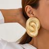 Ingemark Exageración Pendientes de Botón Geométricos Espirales Grandes para Mujer 2026 Nuevos Irregulares Metal Perforación Accesorios para Orejas Joyería Regalo