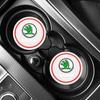 PVC 2pcs Car Cup Mat Anti-Slip Water Coaster Styling for Skoda Logo VRS Yeti Kodiaq Rapid Octavia Fabia Superb 2 3 Karoq Scala ahb422