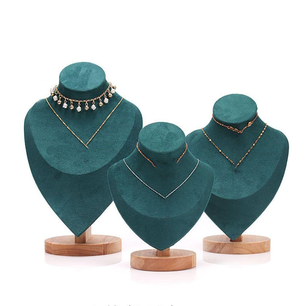 Velvet Jewelry Storage Rack Wooden Neck Display Props High Quality Display Model  Necklace