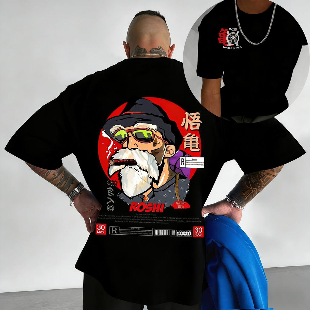 Nowe Anime Dragon Ball Goku Okrągły Dekolt Krótki Rękaw 2026 Bandai Letnia Męska Koszulka Sportowa Luźna i Oddychająca Bawełniana