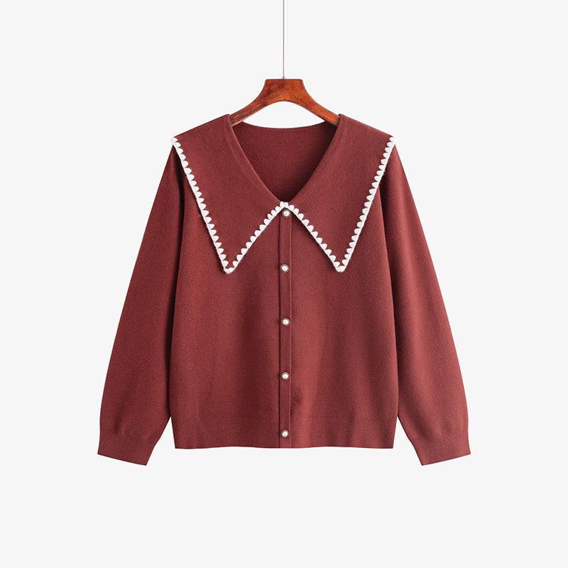 

Женский свободный свитер-пуловер с лацканами больших размеров в стиле «темперамент» XXXL пурпурно красный