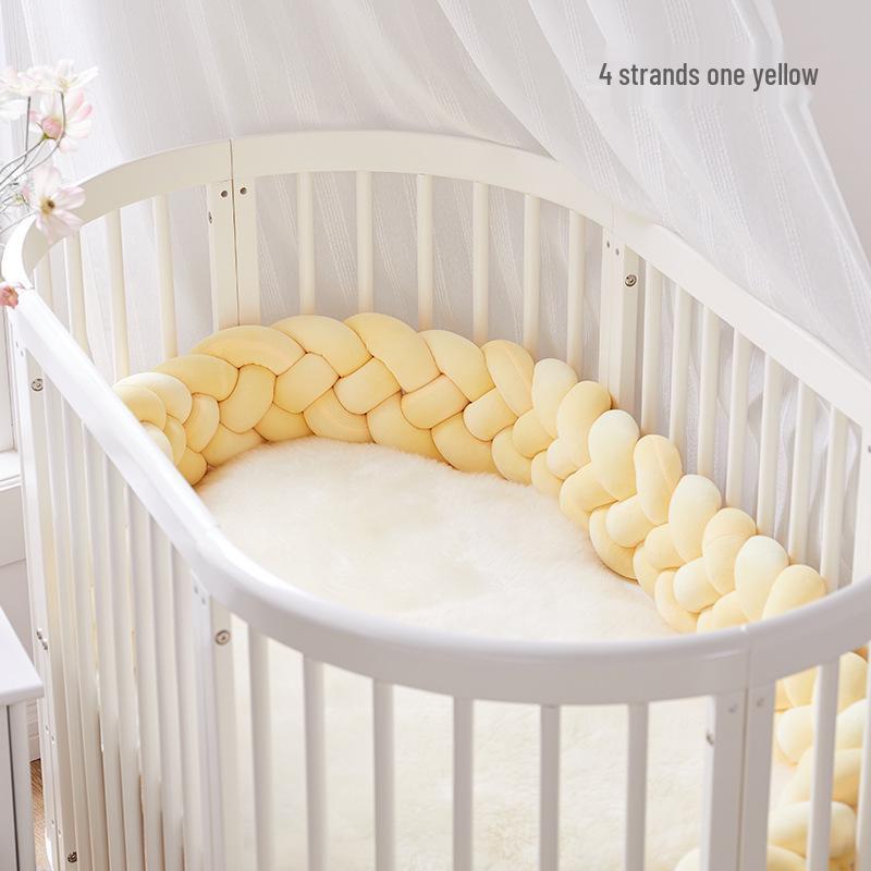 Cojín Nudo Trenzado Danés de Cuatro Hebras – Protector de Cuna Anticolisión para Habitación Infantil