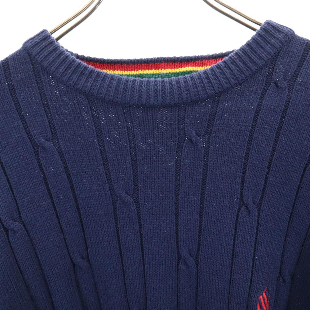 NAUTICA 90s Cotton Old By color Long sleeve sweater M Navy knit Men's Used