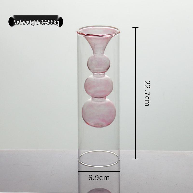 European Glass Rattan Aroma Vase - Double Layer, Colored Glass, Flameless Hydroponic for Living Room