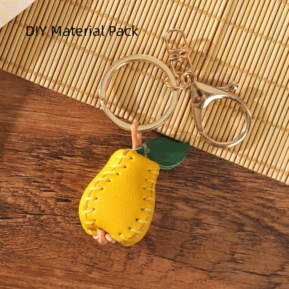 Pear Fruit Bag Pendant Cute Leather Keychain Lovely DIY Material Package Keyring  Women