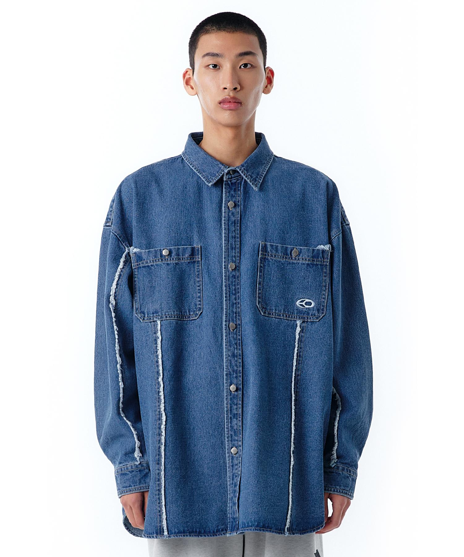Oy W.L Cutting Washed Denim Shirts-Blue 2 Size