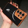 Samsung A07 Xiaomi Redmi 13C 14C for iPhone 17 Pro Max Infinix Realme Phone Cases Soft Brown Leather Pattern TPU Case NY60 Space Astronaut Skate Moon