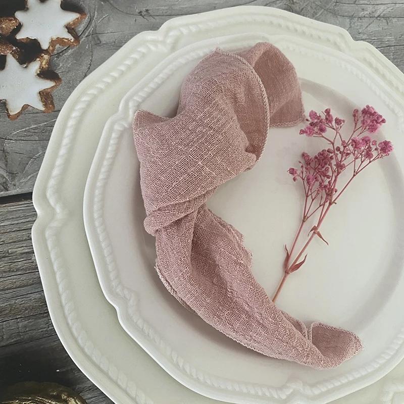 30pcs Handmade Cloth Napkins 40X40cm Boho Rustic Dinner Napkin for Birthday Wedding Party Baby Shower Christmas Table Decoration