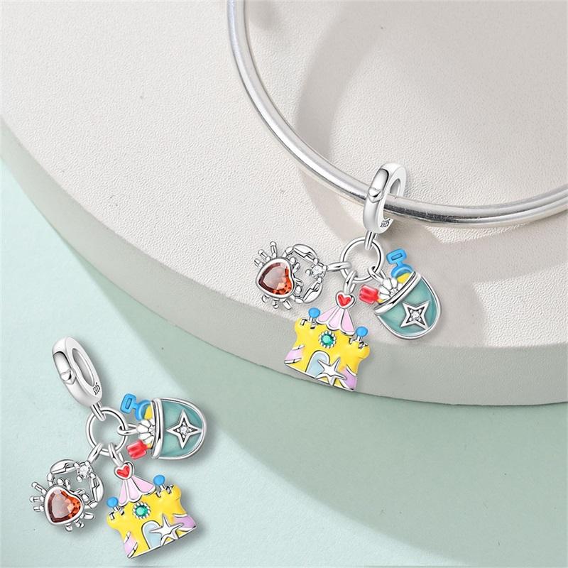 Copper Fruit Ice Cream Flower Travel Robot Beads Pendant Charms Fit Original Bracelet Charm Bead Necklace Diy Female Jewelry
