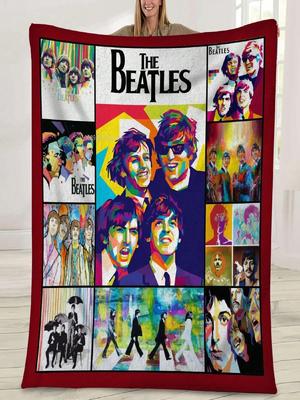Music Soft Flannel Blanket B-Beatles Signature Throw Blanket Soft Art Poster Bedspread Sofa Air Conditioner Cover#Color_13,Size_150X180CM