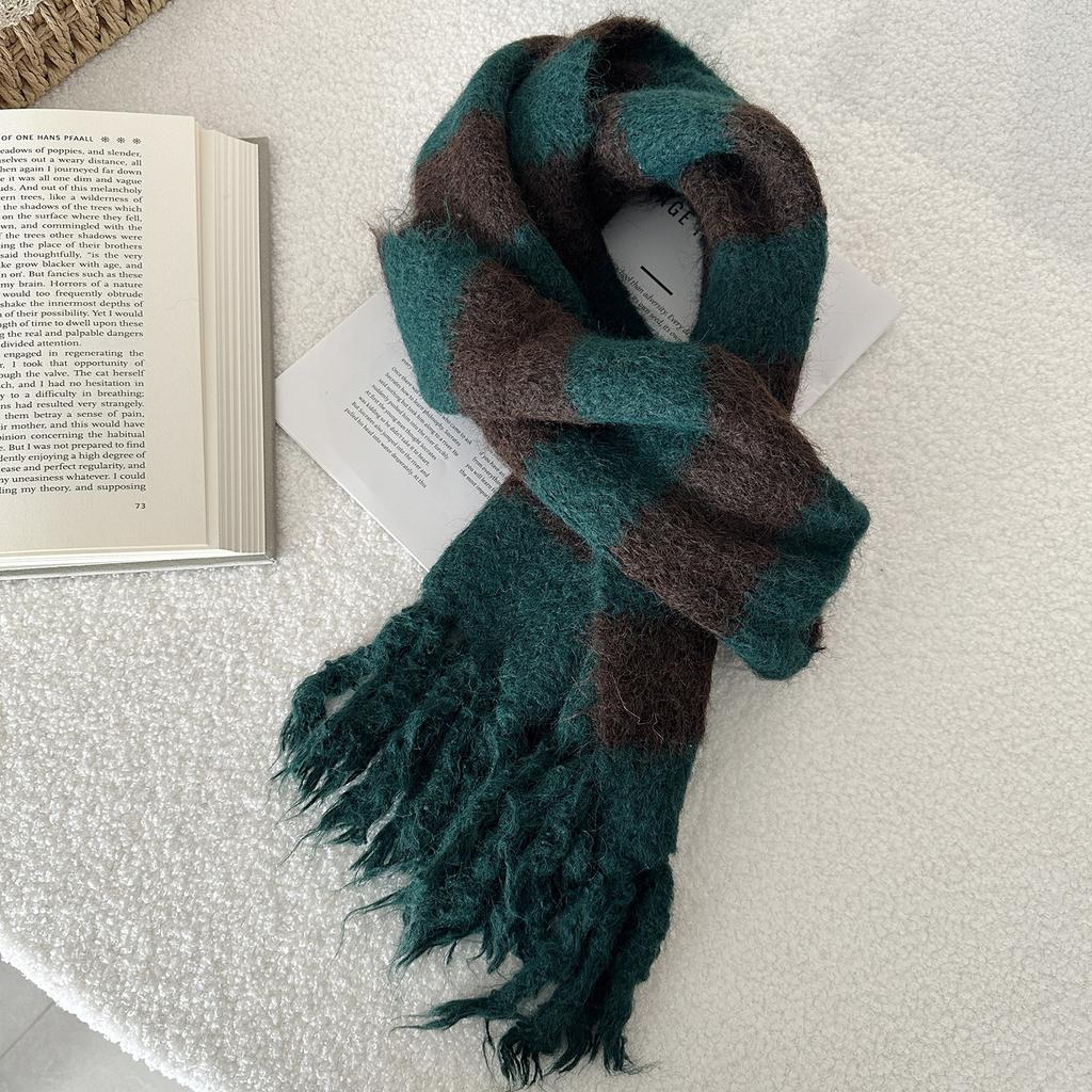 Winter Warm Long Tassel Striped Knitted Scarf Sweet and Cute Shawl Thick Warm Scarf