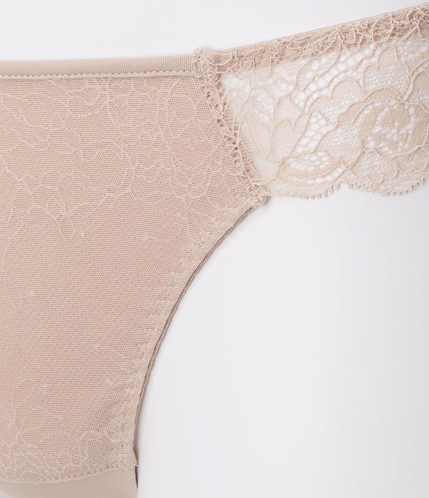 Peach John Soft Sides and Lightweight Chest Thong Sizes [Lace, Back, Fit] T-Back, Beige, M/L