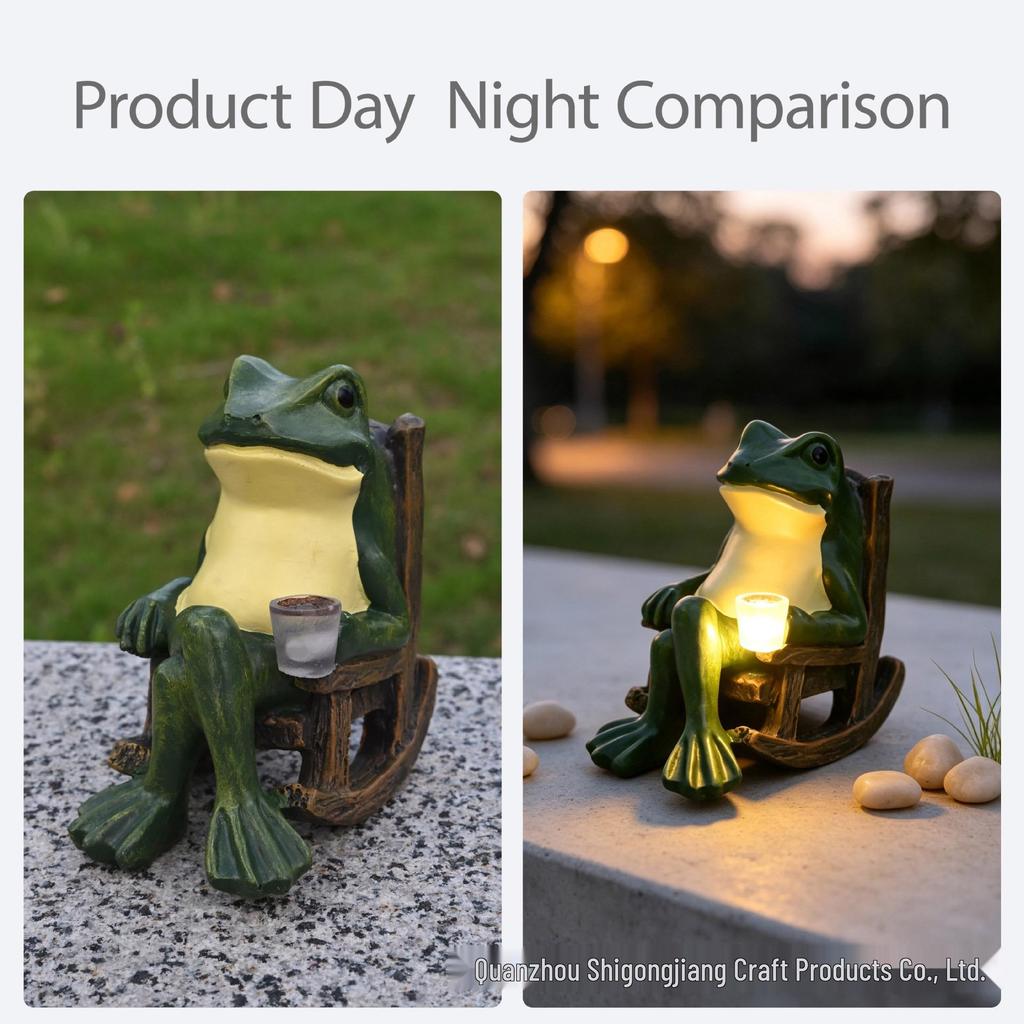 Creative Frog Solar Garden Lamp: Outdoor Decorative Resin Lounger