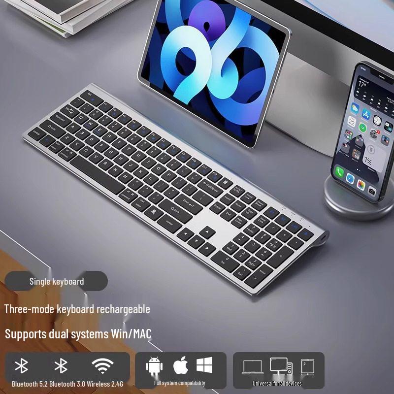 

Ultra-Slim Bluetooth Wireless Keyboard & Mouse Set: Silent, Rechargeable, Unlimited Keys for Laptop & Office Use