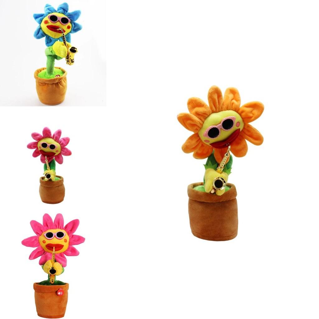 Saxophone Sunflower Plush Toy With Singing And Dancing Functions For Kids Gift