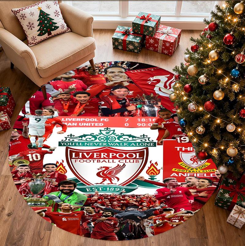 Alfombra Redonda con Patrón del Liverpool F.C., Felpudo para Interiores/Exteriores, para Picnic, Sala de Juegos, Dormitorio, Oficina, Sala de Estar, Alfombra Decorativa para el Hogar, Regalo de Cumpleaños