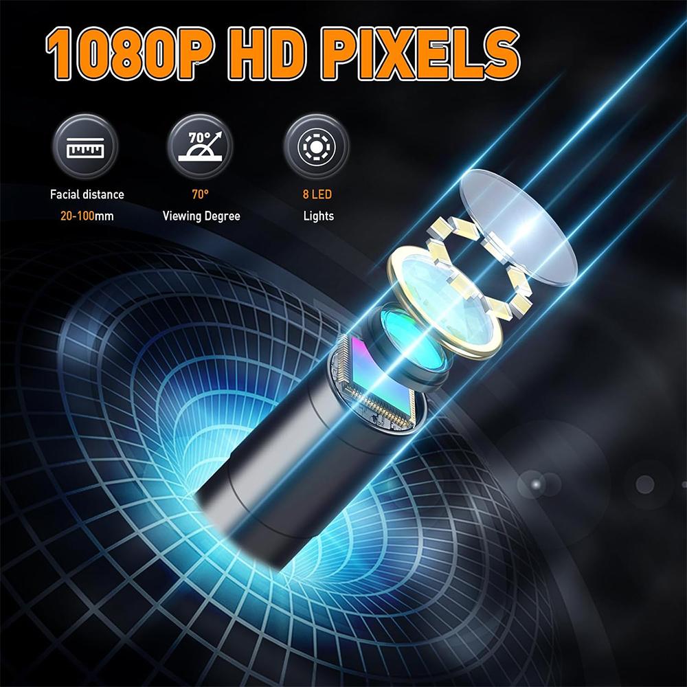 1080P IPS Industrial Endoscope Camera 4.3inch Screen 8 LED 8mm Single Lens Inspection Borescope Camera IP67 Waterproof for Car