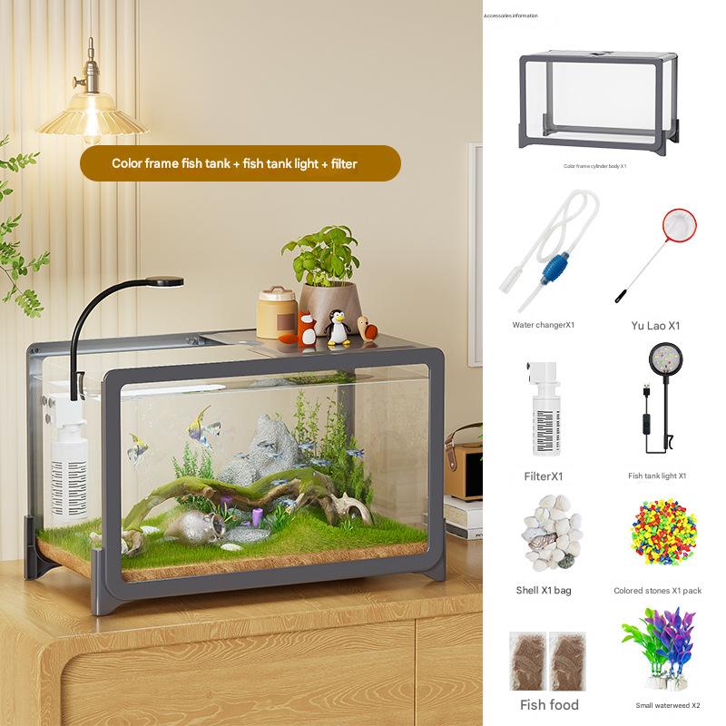 Aquarium créatif de petite taille pour poisson rouge et tortue avec paysage écologique et accessoires