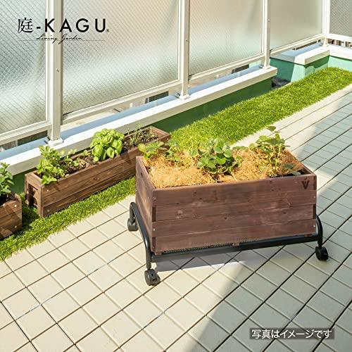 Takasho Flower Stand, Terrace Planter Stand with Casters [MSF-31], Black, Approx. 73cm Wide X 30cm Deep X 15cm High