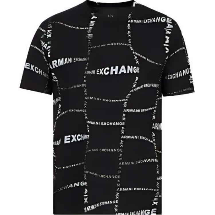 Armani Exchange Ronde Hals Letterlogo Bedrukt Korte Mouw T-shirt Heren tops Zwart 3RZTFW-ZJ8EZ-02EC M black