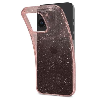 Funda estuche para iPhone 15 Pro Max Cristal Líquido Brillo - rosa transparente