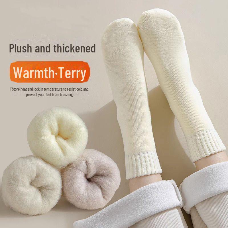 Cozy Women's Thick Terry Socks: Perfect for Autumn & Winter, No-Pilling Floor Confinement.