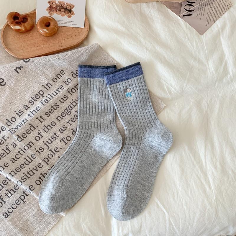 Boneless Socks For Girls Cute Cartoon Embroidery Warm Socks Preppy Style Versatile Stack Stockings